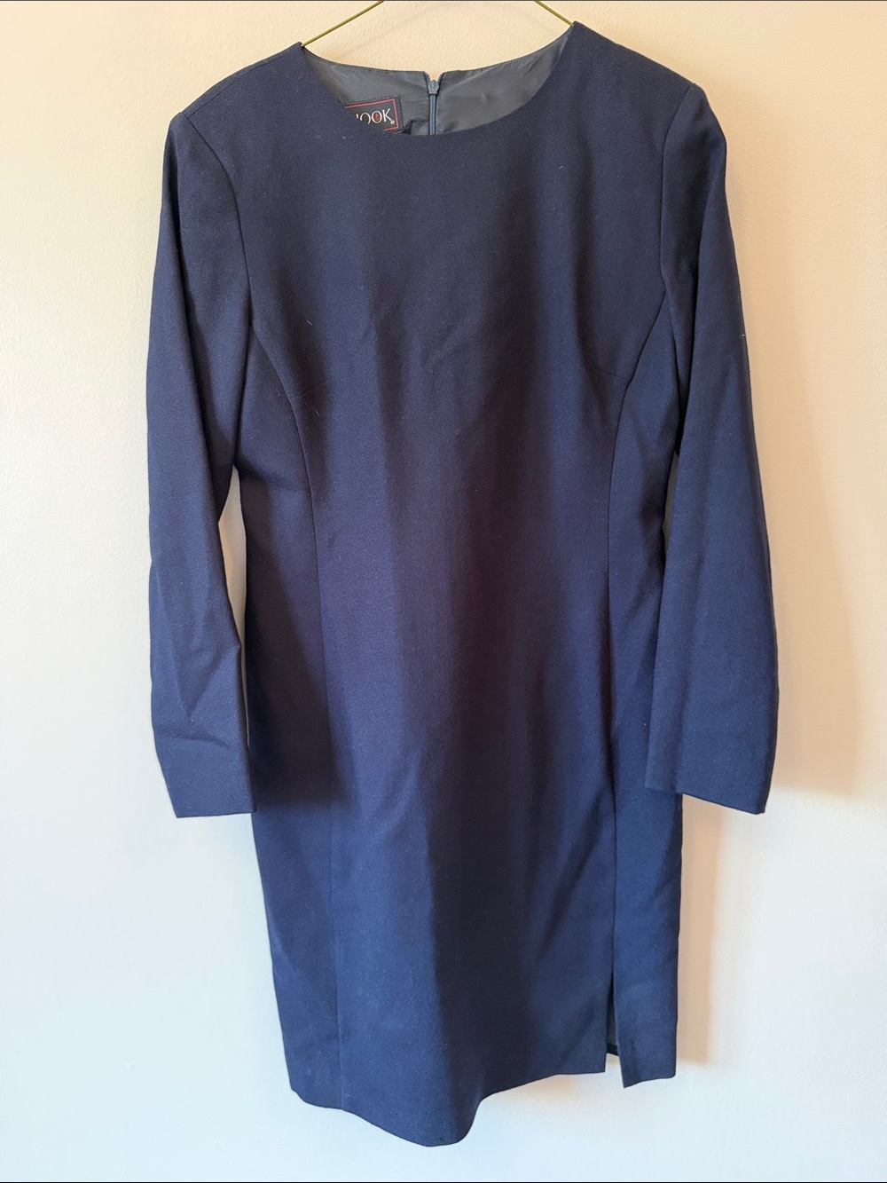 J.G. Hook Navy Sheath Dress with Long Sleeves